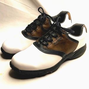 FootJoy GreenJoys Mens Golf Shoes Sz 10.5M 45516 White Brown Soft Spikes
